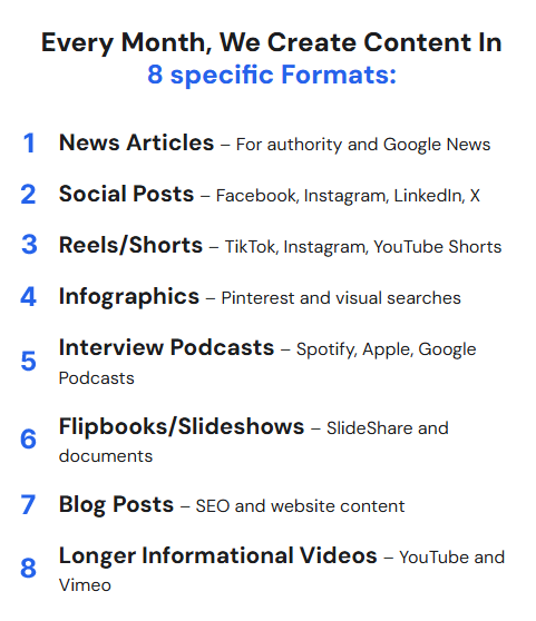 Content in 8 Formats